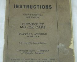 1927 Chevrolet Capital AA Owner's Manual