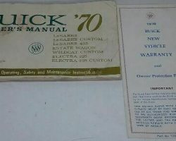1970 Buick LeSabre, Estate Wagon, Wildcat, Electra Owner's Manual Set