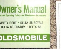 1970 Oldsmobile Delta 88 Royale, Delta 88 Custom & Delta 88 Owner's Manual Set