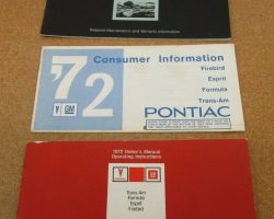 1972 Pontiac Firebird Esprit, Formula & Trans Am Owner's Manual Set