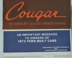 1973 Mercury Cougar Owner's Manual Set