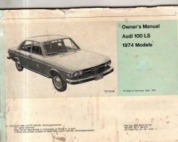 1974 Audi 100 LS Owner's Manual