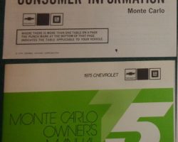 1975 Chevrolet Monte Carlo Owner's Manual Set