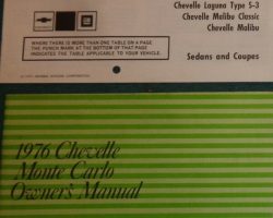 1976 Chevrolet Malibu Owner's Manual Set