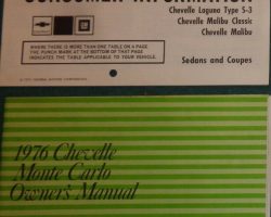 1976 Chevrolet Monte Carlo Owner's Manual Set