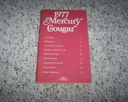1977 Mercury Cougar Owner's Manual