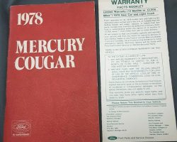 1978 Mercury Cougar Owner's Manual Set