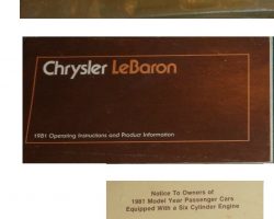 1981 Chrysler Lebaron Owner's Manual Set