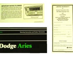 1981 Dodge Aries Owner's Manual Set