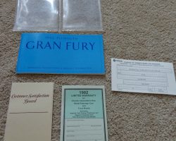 1982 Plymouth Gran Fury Owner's Manual Set