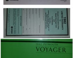 1982 Plymouth Voyager Owner's Manual Set