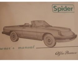 1983 Alfa Romeo Spider Owner Manual