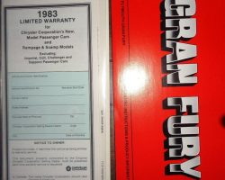 1983 Plymouth Gran Fury Owner's Manual Set