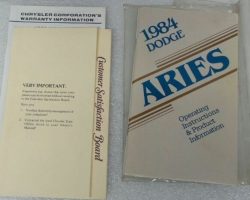 1984 Dodge Aries Owner's Manual Set