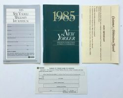 1985 Chrysler New Yorker Owner's Manual Set