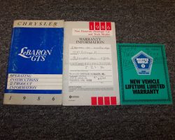 1986 Chrysler LeBaron GTS Owner's Manual Set