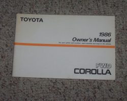 1986 Toyota Corolla FWD Owner's Manual