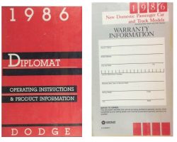 1986 Dodge Diplomat Owner's Manual Set