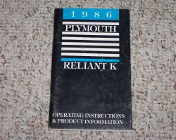 1986 Plymouth Reliant K Owner's Manual