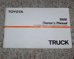 1986 Toyota Truck Owner's Manual