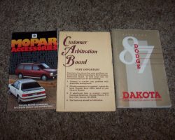 1987 Dodge Dakota Owner's Manual Set