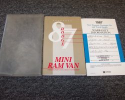 1987 Dodge Mini Ram Van Owner's Manual Set