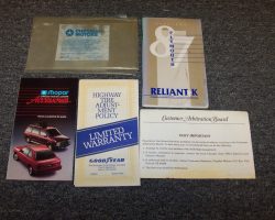 1987 Plymouth Reliant K Owner's Manual Set