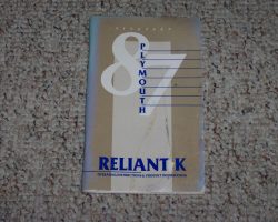 1987 Plymouth Reliant K Owner's Manual