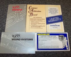 1988 Dodge Shadow Owner's Manual Set