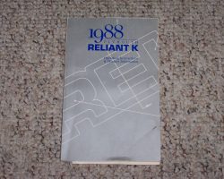1988 Plymouth Reliant K Owner's Manual