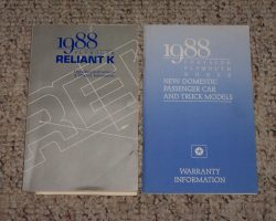 1988 Plymouth Reliant K Owner's Manual Set