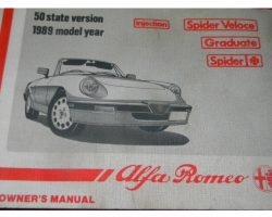 1989 Alfa Romeo Spider Veloce, Graduate, & Spider Owner's Manual