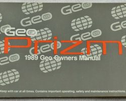 1989 Geo Prizm Owner's Manual