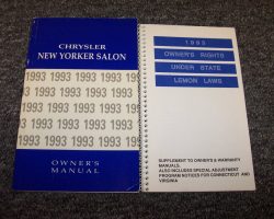 1993 Chrysler New Yorker Salon Owner's Manual Set