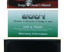2001 Dodge Dakota Owner's Operator Manual User Guide Set