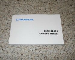 2002 Honda S2000 Owner's Manual
