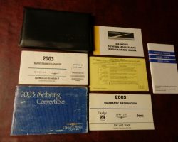 2003 Chrysler Sebring Convertible Owner's Operator Manual User Guide Set