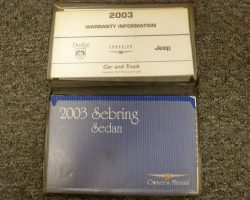 2003 Chrysler Sebring Sedan Owner's Operator Manual User Guide Set