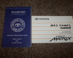 2003 Toyota Corolla Matrix Owner's Manual Set
