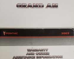 2003 Pontiac Grand Am Owner's Manual Set