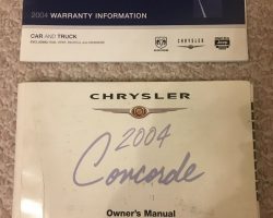 2004 Chrysler Concorde Owner's Operator Manual User Guide Set