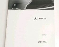 2016 Lexus CT200h Owner's Manual