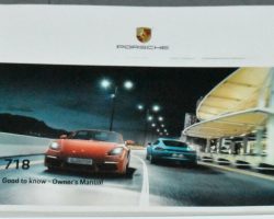 2019 Porsche 718 Cayman Boxster Owner's Manual
