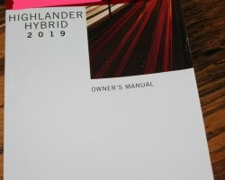 2019 Toyota Highlander Hybrid Owner's Manual
