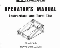 Farmhand 1PD1101271 Operator Manual - F10-D Heavy Duty Loader (mounted, eff sn 7297, 1971)