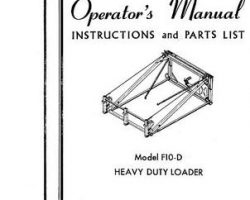 Farmhand 1PD110366 Operator Manual - F10-D Heavy Duty Loader (mounted, 1966)
