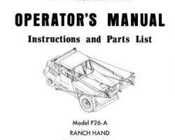 Farmhand 1PD1261172 Operator Manual - F26-A Ranch Hand (eff sn 161, 1972)