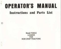 Farmhand 1PD1341277 Operator Manual - F225-B Loader (mounted, for row crop tractor, 1977)