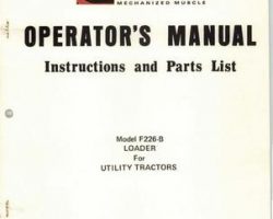 Farmhand 1PD1351077 Operator Manual - F226-B Loader (mounted, for utility tractor, 1977)