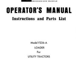 Farmhand 1PD135771 Operator Manual - F226-A Loader (mounted, for utility tractor, 1971)